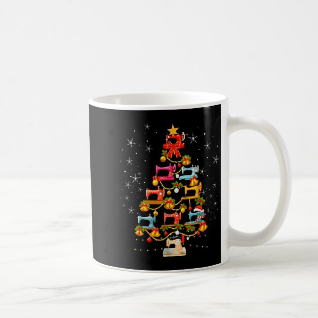 Taza De Café Cute Sewing Machine Christmas Tree Christmas Ornam (Derecha)