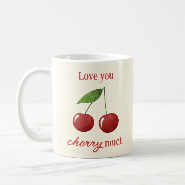 Taza De Café Cute Simple Cherries Love Cherry Photo Valentines (Izquierda)