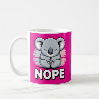 Taza De Café Cute Sleeping Koala “Nope” Funny Cartoon