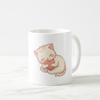 Taza De Café Cute Sleeping Little Angel Hugging a Heart Mug