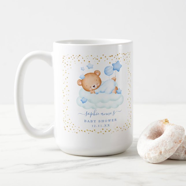 Taza De Café Cute Sleepy Teddy Bear globos Boy Baby Shower (Con donut)