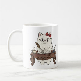 Taza De Café Cute Smart Teacher Writing Calligraphy Coffee Cat
