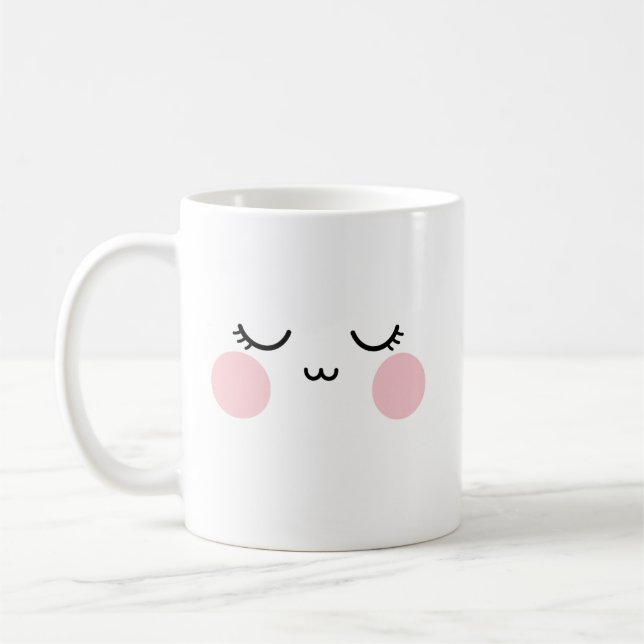 Taza De Café Cute Smiling Face Mug  Modern Aesthetic (Izquierda)