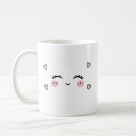 Taza De Café Cute Smiling Face Mug Soft Heart Aesthetic