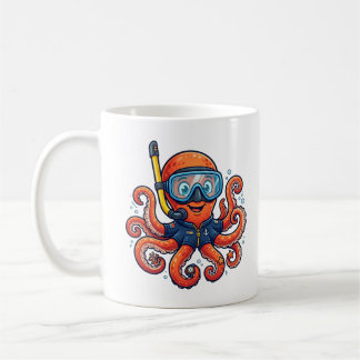 Taza De Café Cute Snorkeling Octopus - Ocean Explorer