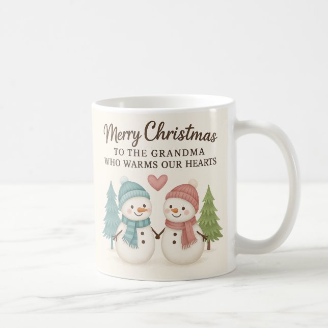 Taza De Café Cute Snowman Christmas Mug for Grandma - Gift (Derecha)