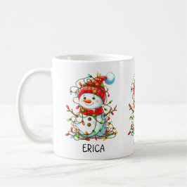 Taza De Café Cute Snowman Festive Añadir nombre