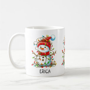 Taza De Café Cute Snowman Festive Añadir nombre