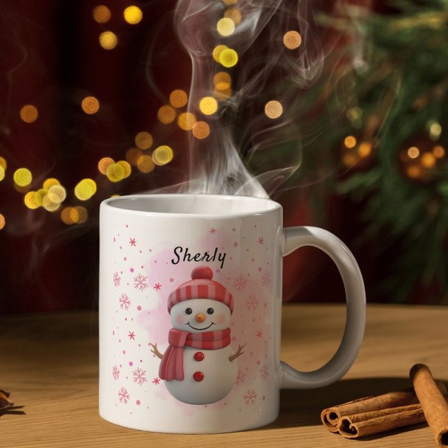 Taza De Café Cute Snowman Personalized Name Christmas (Subido por el creador)