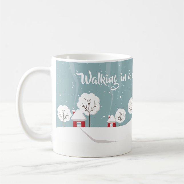 Taza De Café Cute Snowy Houses and Trees Winter (Izquierda)