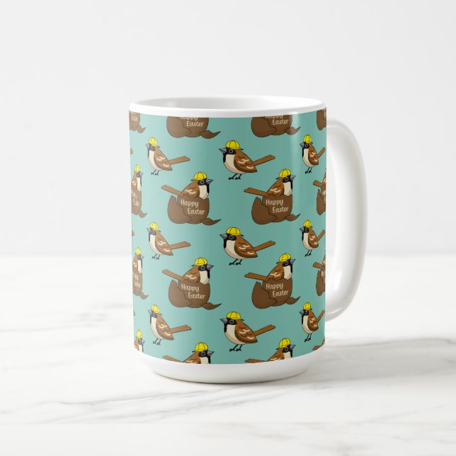 Taza De Café Cute Sparrow Chocolate Egate Happy Easter Pattern (Anverso derecho)