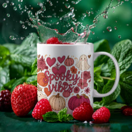 Taza De Café Cute Spooky Vibes Hearts Pumpkin Design