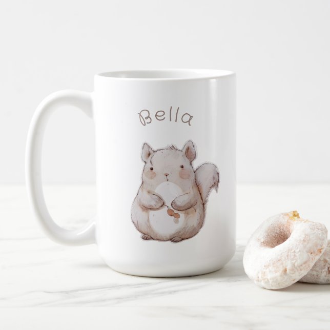 Taza De Café Cute Squirrel, traje de bebé personalizado (Con donut)