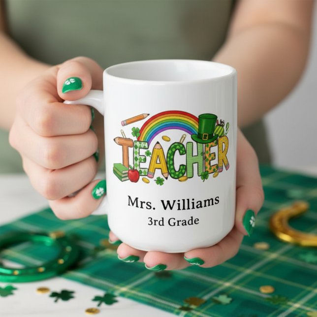 Taza De Café Cute St. Patrick’s Day Lucky to Teach Teacher Gift (Subido por el creador)