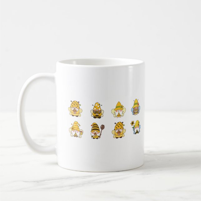 Taza De Café Cute Sunflower Bumblebee Gnome (Izquierda)