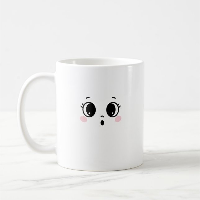 Taza De Café Cute Surprised Anime Face Coffee Mug  (Izquierda)