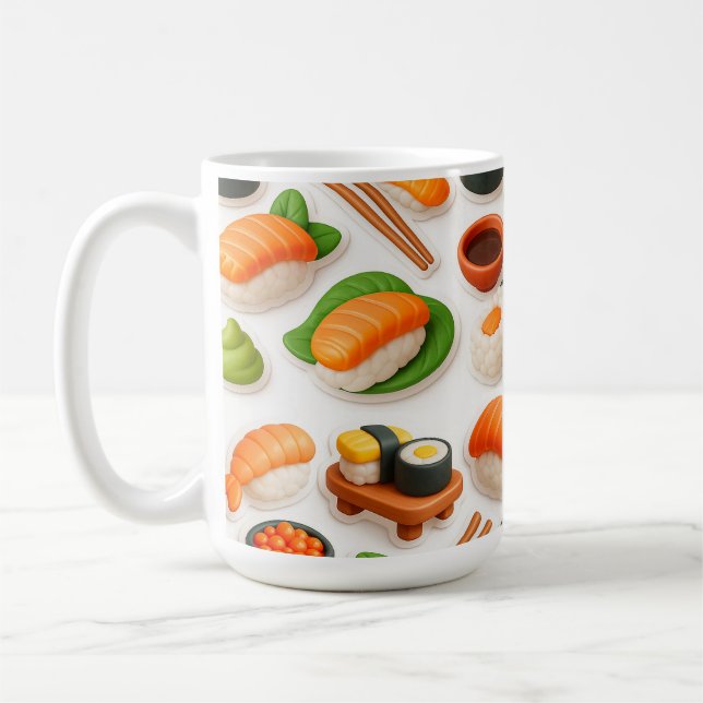 Taza De Café Cute Sushi Collage – Kawaii Japanese Food. (Izquierda)