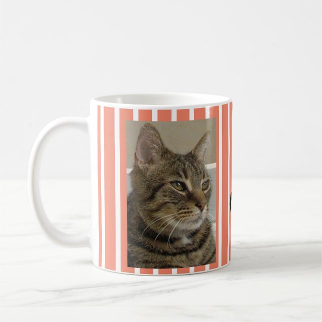 Taza De Café Cute Tabby Cat Personalizado Stried (Izquierda)