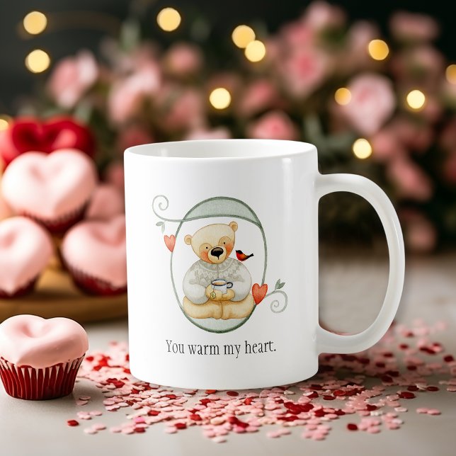 Taza De Café Cute Teddy Bear Corazón Cálido Valentine (Subido por el creador)