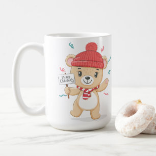 Taza De Café Cute Teddy Bear Feliz Navidad