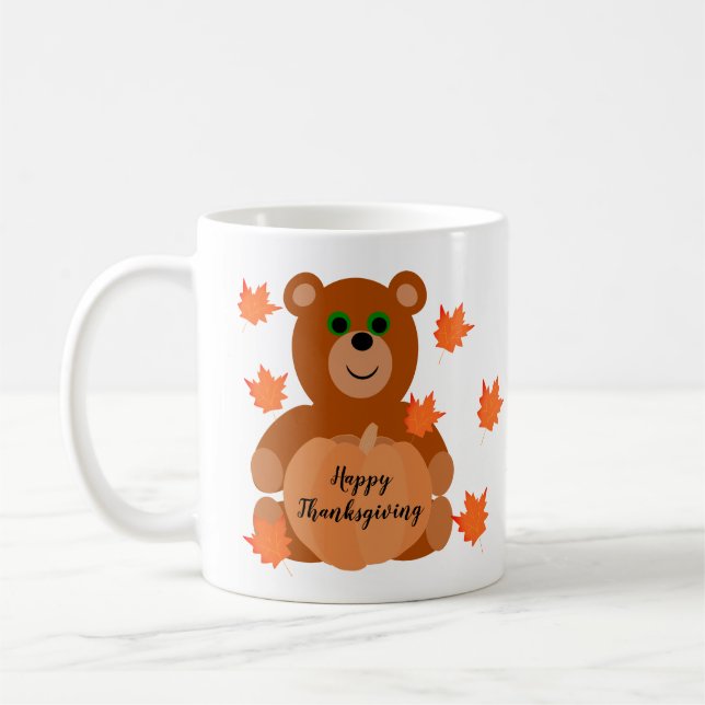 Taza De Café Cute Teddy Oso Feliz Día de Acción de Gracias Salt (Izquierda)