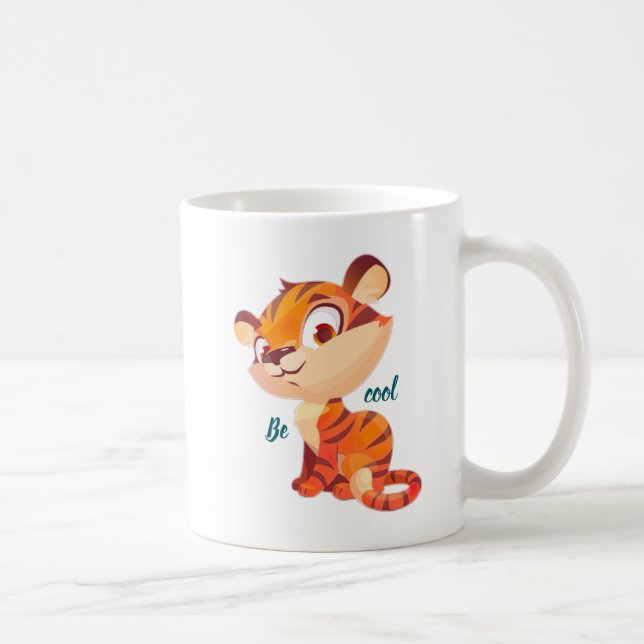 Taza De Café Cute Tiger Be Cool Cartoon (Derecha)