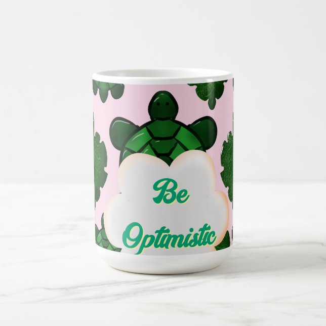 Taza De Café Cute Tortuga Deja Patrón Sin Costuras, Tropical  (Centro)