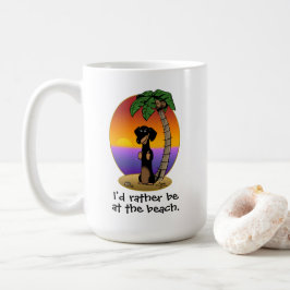 Taza De Café Cute Tropical Island Beach Dachshund (black & tan)