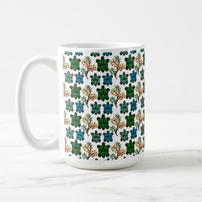 Taza De Café Cute Turtle Seamless Pattern | Ocean Animal Repeat (Izquierda)
