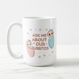 Taza De Café Cute Twin Baby Burrito Announcement Illustration