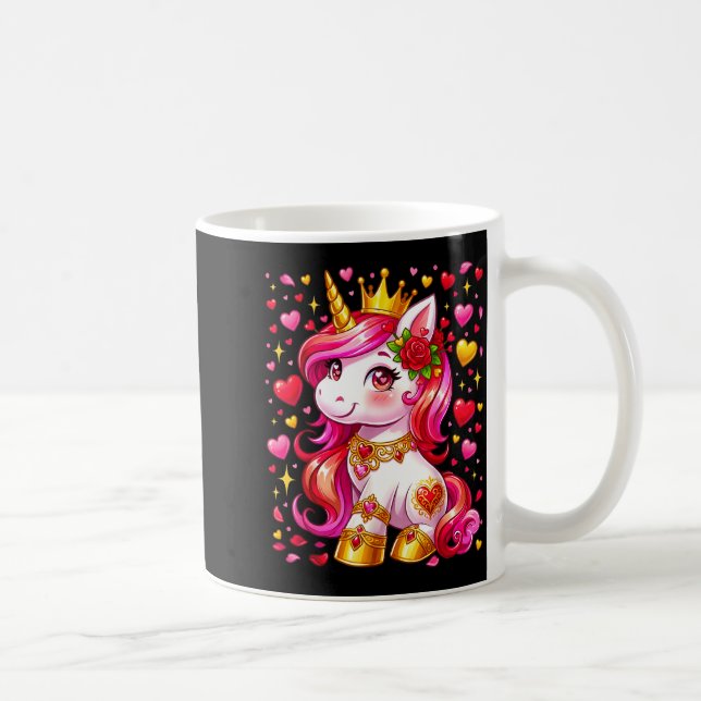 Taza De Café Cute Unicorn Heart Valentines Day Girls Kids Valen (Derecha)
