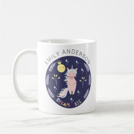 Taza De Café Cute unicornio sueño gran azul marino