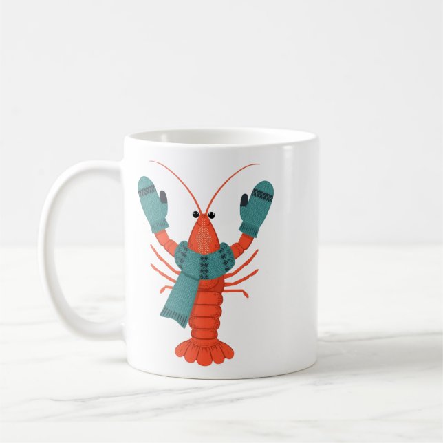 Taza De Café Cute vacaciones de langosta de invierno (Izquierda)