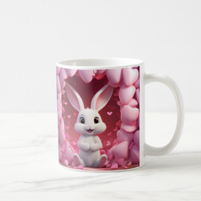 Taza De Café Cute Valentine Bunny Mug | Valentine's Day Mug (Derecha)