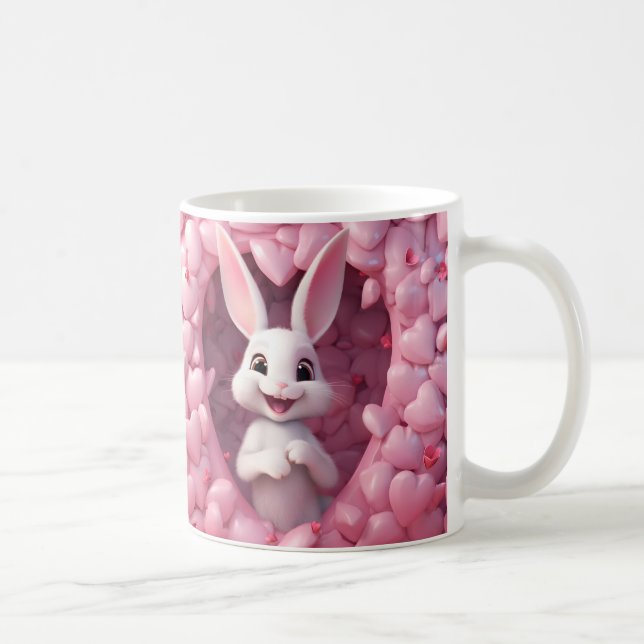 Taza De Café Cute Valentine Bunny Mug  | Valentine's Day Mug (Derecha)