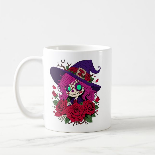 Taza De Café Cute Valentine Witch Zombie (Izquierda)