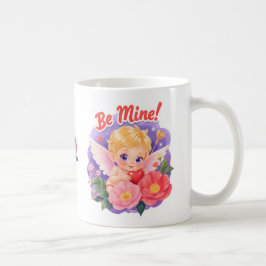 Taza De Café Cute Valentine's Day Cupid with "Be Mine"