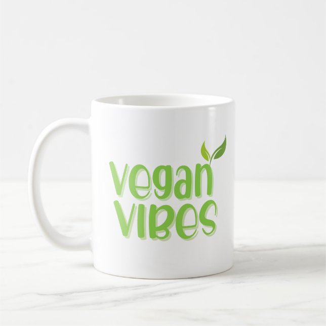 Taza De Café Cute Vegan Vibes Cita divertida Café Mug (Izquierda)