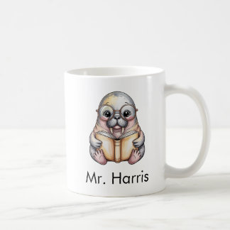 Taza De Café Cute Walrus Reading Book Custom