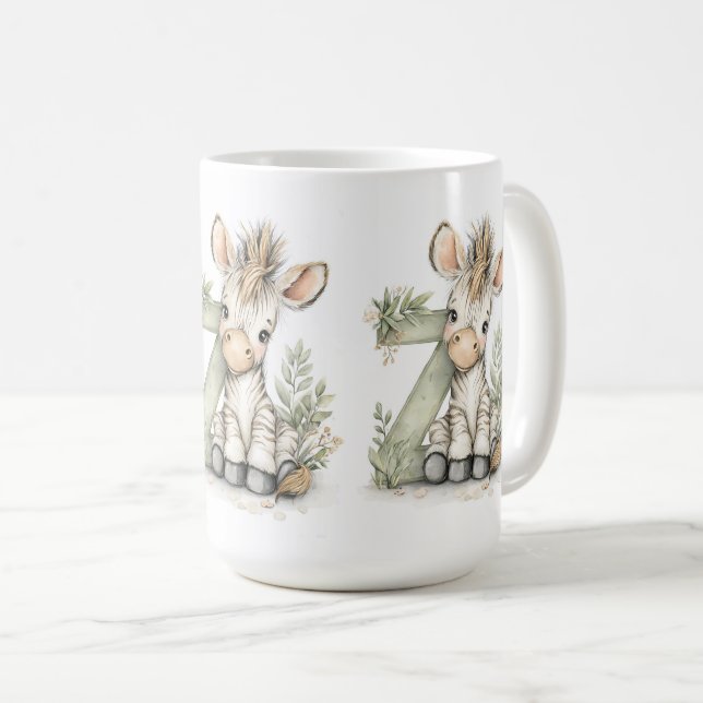 Taza De Café Cute watercolour baby animal alphabet Zebra (Anverso derecho)