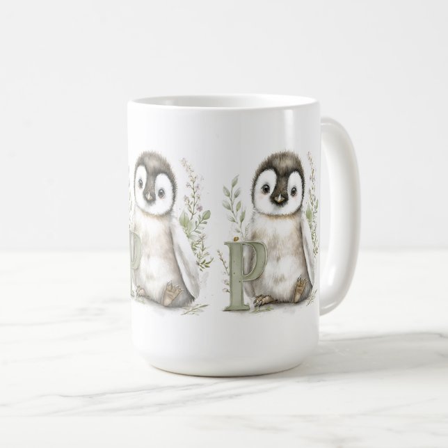 Taza De Café Cute Watercolour Baby Animals Alphabet Penguin (Anverso derecho)