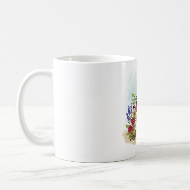 Taza De Café Cute Whimsical Frog In Flower Garden Illustration (Izquierda)