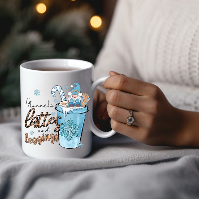 Taza De Café Cute Winter Gnome Flanels Lattes Leggings (Cute Winter Gnome Flannels Lattes Leggings Coffee Mug)