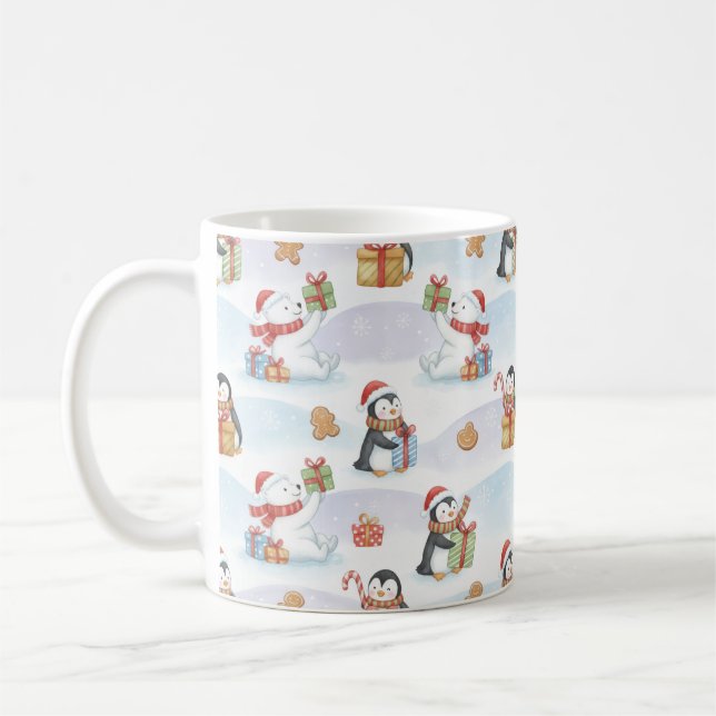 Taza De Café Cute Woodland Animals ChristmasPattern Holiday Mug (Izquierda)