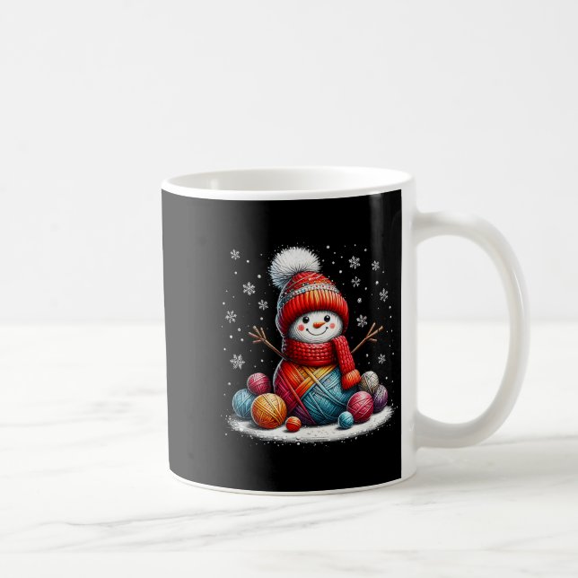 Taza De Café Cute Yarn Snowman Quilter Christmas Crochet Knitti (Derecha)