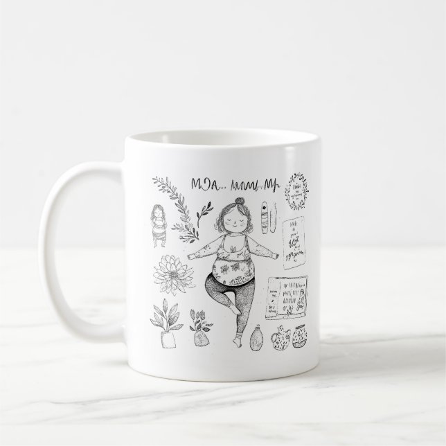 Taza De Café Cute yoga Mom Coloring (Izquierda)