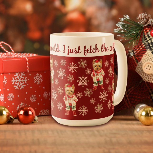 Taza De Café Cute Yorkshire Terrier Red Navidades (Subido por el creador)