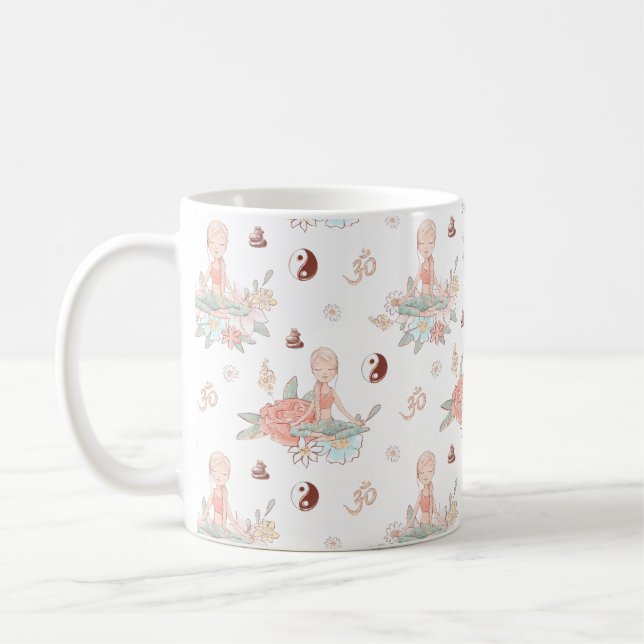 Taza De Café Cute Zen Yoga Meditación Lotus Namaste (Izquierda)