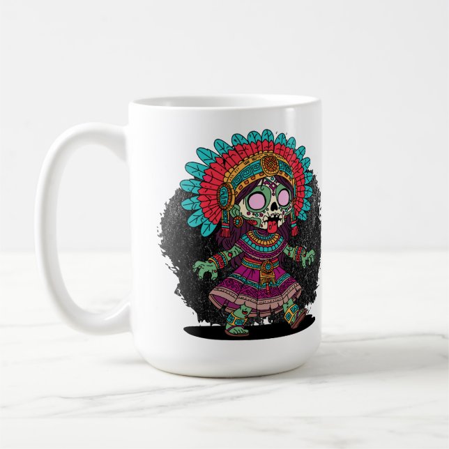 Taza De Café Cute Zombie Azteca (Izquierda)