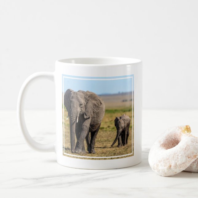 Taza De Café Cutest Baby Animals | Elephant Mother & Baby (Con donut)